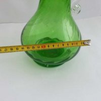 Стара стъклена кана цветно зелено стъкло, снимка 8 - Антикварни и старинни предмети - 29570816