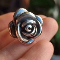 Сребърен пръстен роза, снимка 2 - Пръстени - 39779164