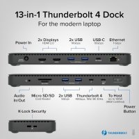 Plugable докинг станция Thunderbolt 4, един 8K или два 4K HDMI, 100 W, снимка 2 - Други - 44476839