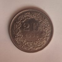 Швейцария 2 франка 1995  година  е69, снимка 2 - Нумизматика и бонистика - 42445214