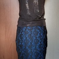 Дамска пола в кралско синьо,с дантела🍀♥️M,M/L♥️🍀арт.4410, снимка 4 - Поли - 37588459