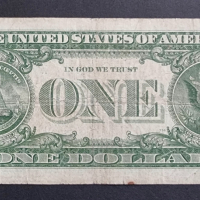 Банкнота 1 .  САЩ. Долар . 1 долар . Син печат . 1957 година., снимка 2 - Нумизматика и бонистика - 33437440