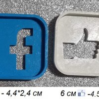 Фейсбук Лайк facebook like Лого пластмасов резец форма фондан тесто бисквитки, снимка 1 - Форми - 31357806