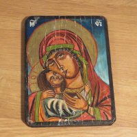 Стара православна икона икона на света богородица умиление, Дева Мария с Младенеца , снимка 1 - Антикварни и старинни предмети - 30273218