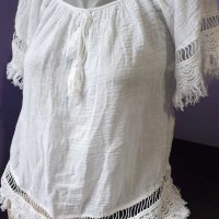 Нова! Финна памучна блуза с дантела р-р M,L, снимка 2 - Ризи - 32097205