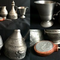 немски чаши и кани с ловни мотиви от Zinn/калай, снимка 3 - Антикварни и старинни предмети - 37303938