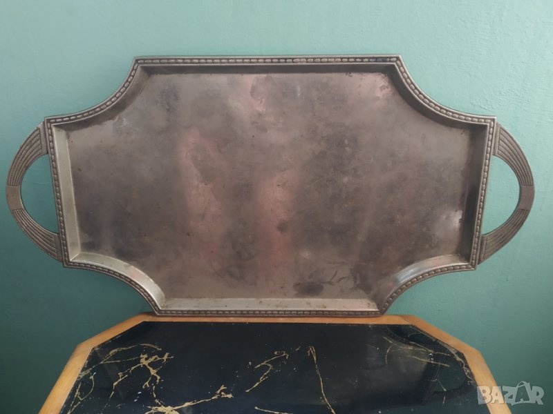 посребрен метален поднос арт нуво, снимка 1