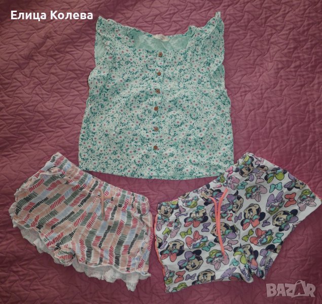 Сет памучни къси панталонки и топ, Мини Маус, 7-8 г, снимка 1