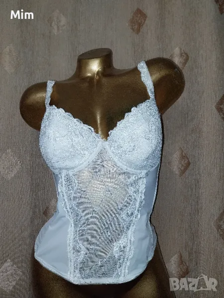 80 С Бял дантелен корсет, снимка 1