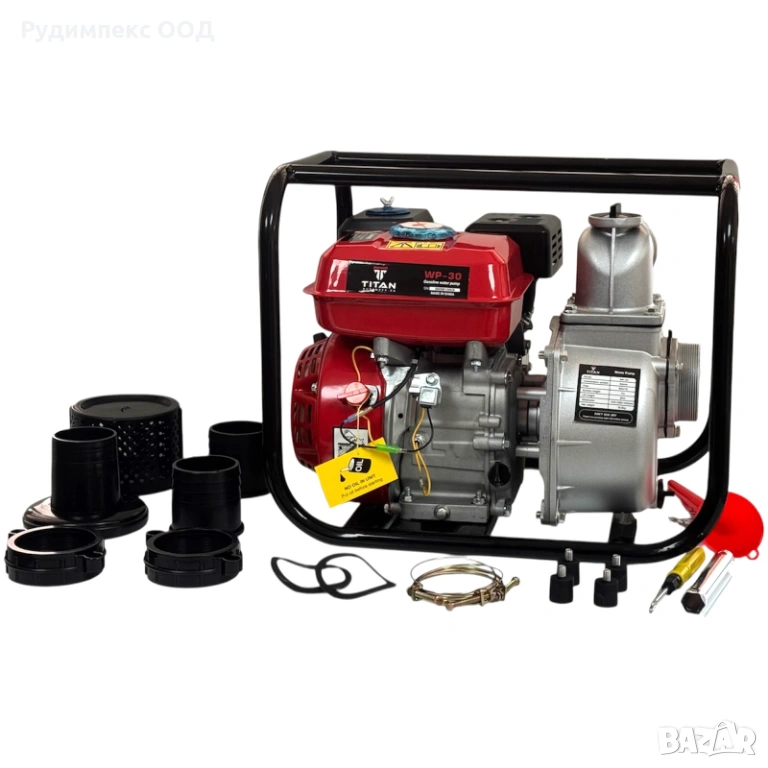 Водна помпа TITAN 3 цола, бензинова, за поливане и отводняване , дебит 60 m3/h, снимка 1