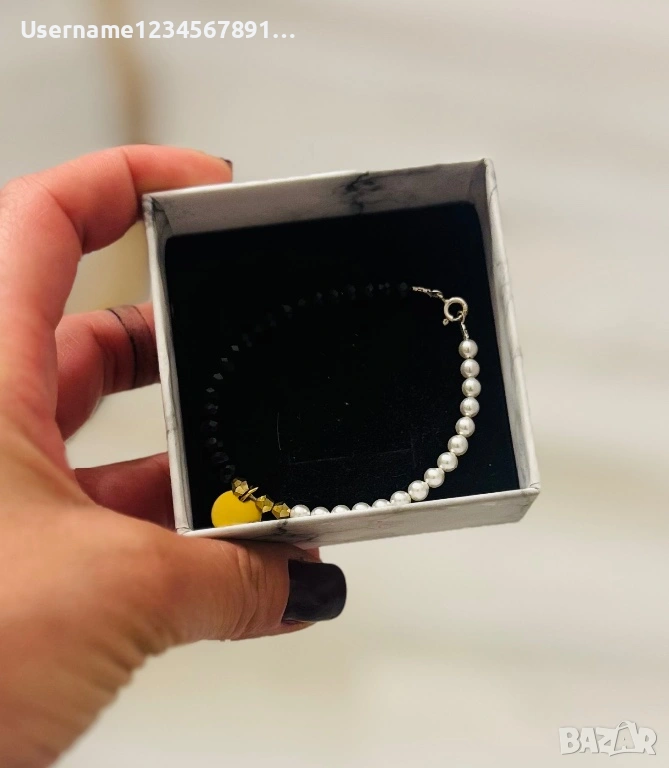 Гривна с перли и кристали SWAROVSKI , снимка 1