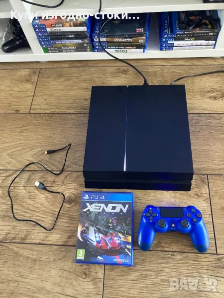 PS4 1TB с нов син джойстик и игра , снимка 1