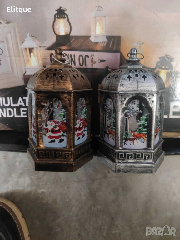 Коледен декоративен светещ фенер. Размери: 13х7 см, материал пластмаса., снимка 1