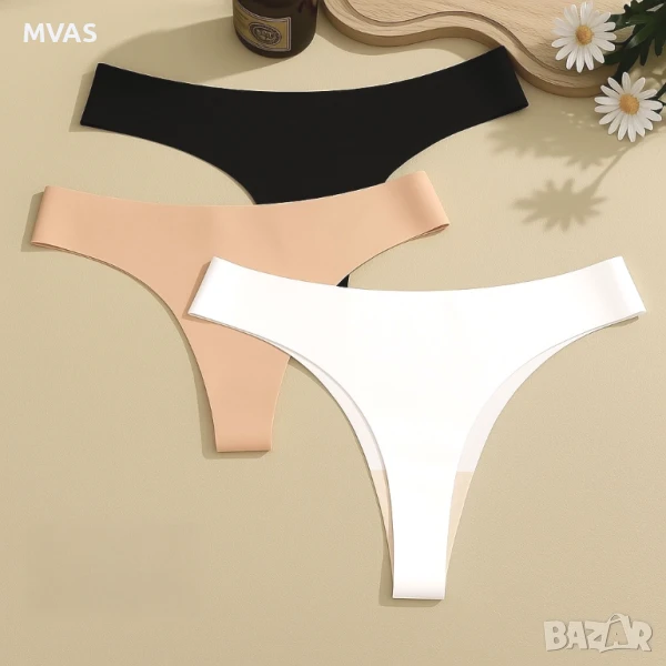 Комплект 3 броя дамско безшевно бельо Прашки невидими L XL, снимка 1