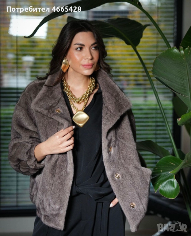Късо дамско палто с изкуствен косъм, снимка 1