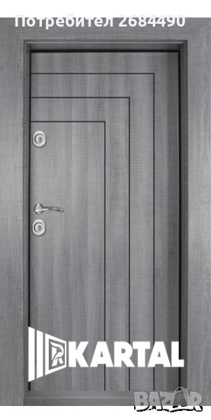 Блиндирана входна врата Т-1002, цвят Сив Дъб, снимка 1