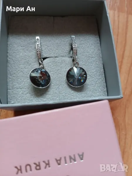 Сребърни обици с кристали Сваровски , снимка 1