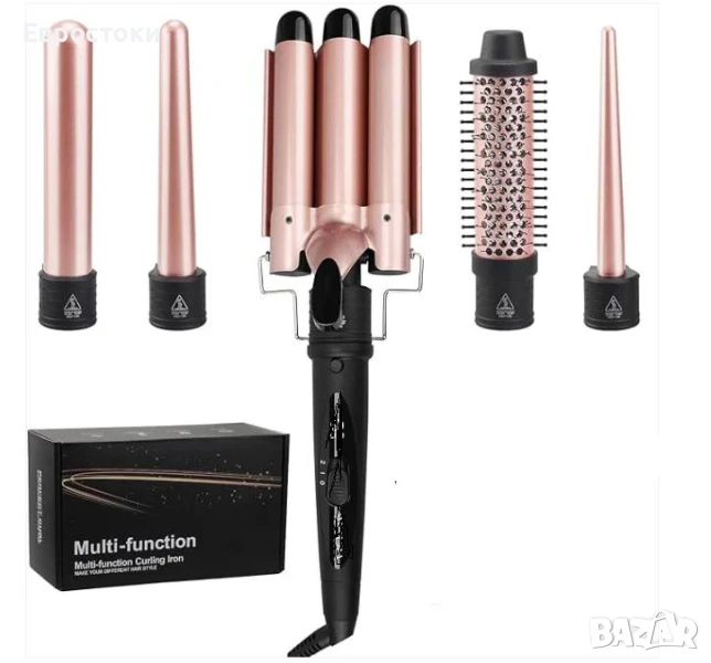 5 в 1 маша за коса, комплект сменяеми керамични маши, маша за коса тип „русалка“ с PTC керамични , снимка 1