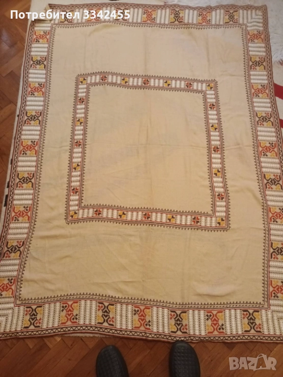 Нова,голяма покривка  шита на фина панама, снимка 1