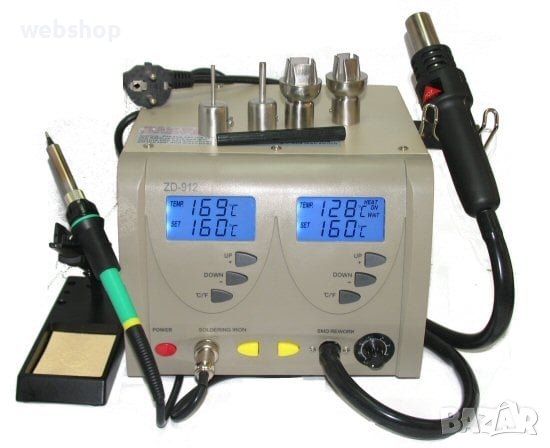 СТАНЦИЯ ЗА ЗАПОЯВАНЕ ZD-912 , поялник, горещ въздух, до 480°C, 220VAC, 380W, снимка 1
