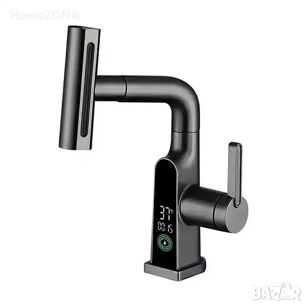 Смесител Elite PRO W46, с издърпващ се чучур и въртяща се глава, сив, снимка 1