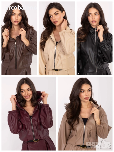 Късо дамско яке от еко кожа, 5цвята , снимка 1