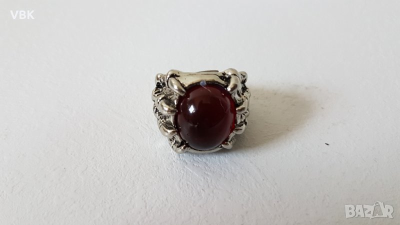 Рокерски пръстен с камък Размер 8, снимка 1