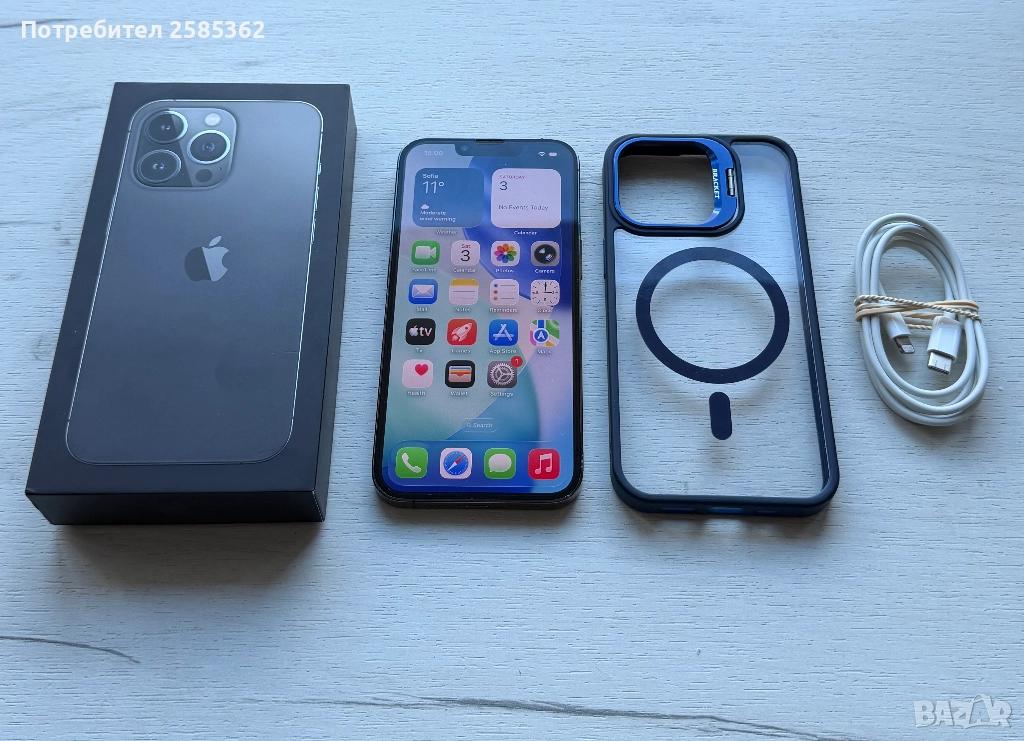 iPhone 13 Pro 128 Gb Graphite 100% Батерия, снимка 1