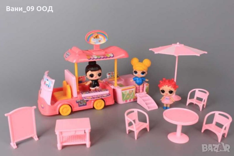 Детски бус-заведение с 3 кукли, снимка 1
