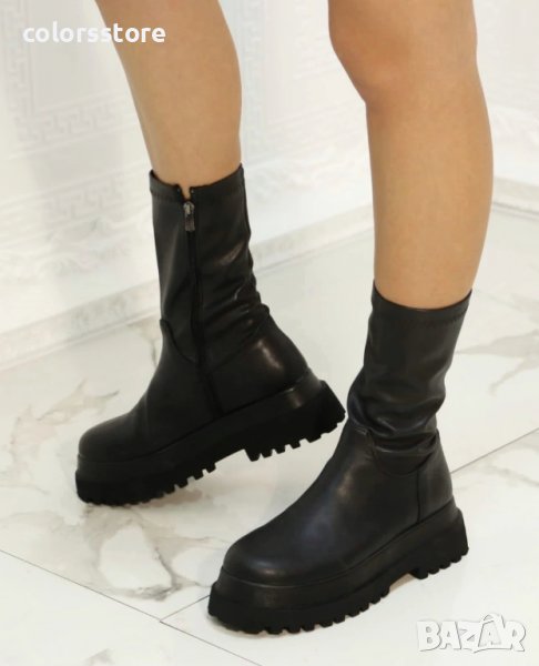 Равни боти - черна кожа с черно ходило - NBS1, снимка 1