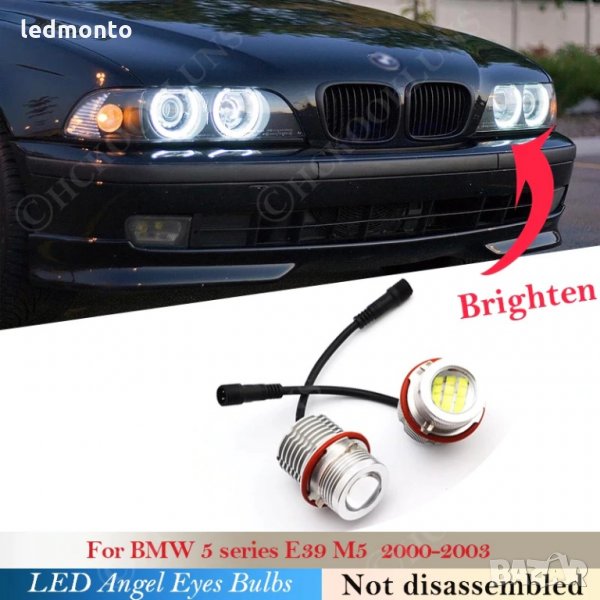 LED фарове ангелски очи крушка, лупи без грешки за BMW 5 6 7 X3 X5 серия E39 M5 E60 E87 E61 E53 E66 , снимка 1
