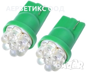 КРУШКА T10 W5W 12V 7LED ЗЕЛЕНА, снимка 1