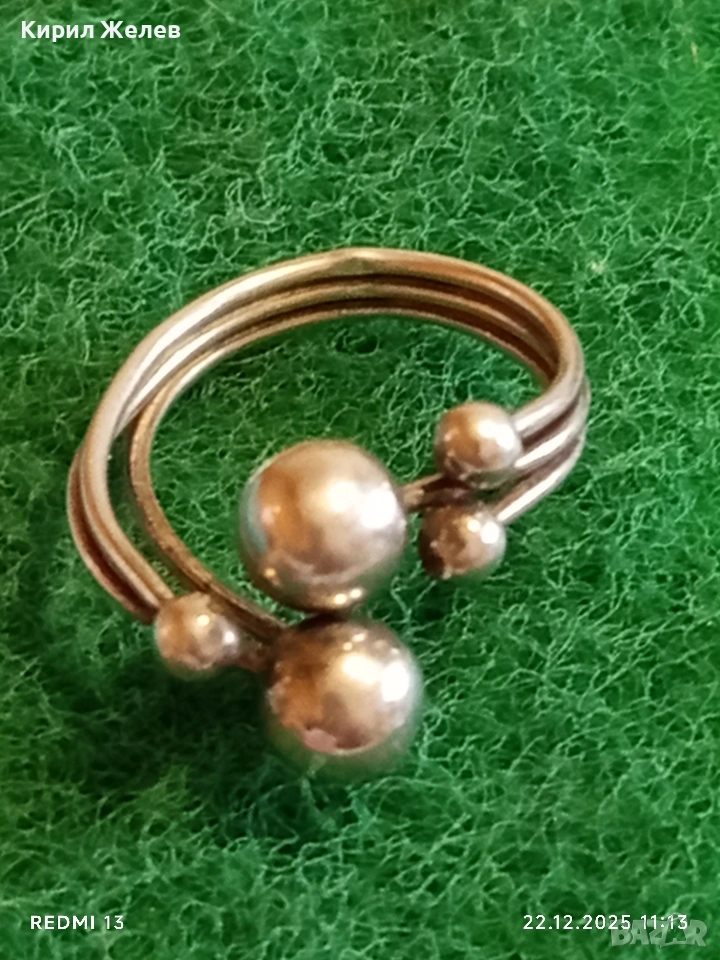 Сребърен пръстен модерен и абстрактен вид майсторска изработка 52489, снимка 1