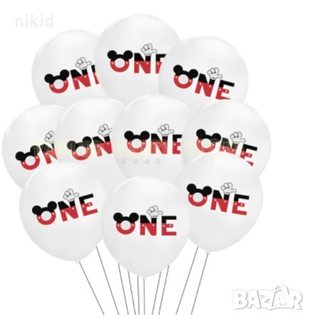 Мики Маус Mickey Mouse One една годинка латекс балон балони парти рожден ден, снимка 1 - Други - 30523444