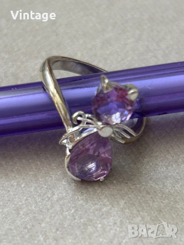 Луксозен дизайнерски сребърен пръстен с естествен аметист , снимка 8 - Пръстени - 53982151