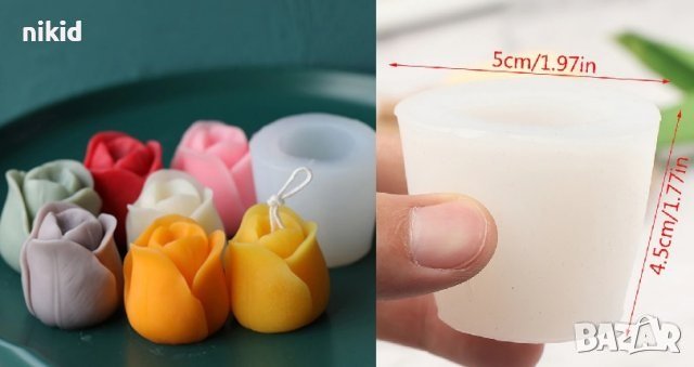 3d отворено Лале силиконов молд форма декорация украса фондан торта шоколад бонбон гипс смола, снимка 4 - Форми - 32424273