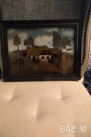 Картина найвизъм върху стъкло с дървена рамка 