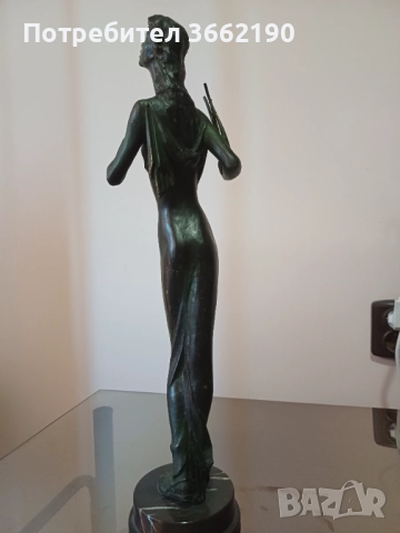 Бронзова жена с арфа, снимка 4 - Статуетки - 52515268