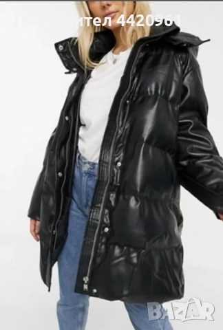 Кожено зимно дълго яке