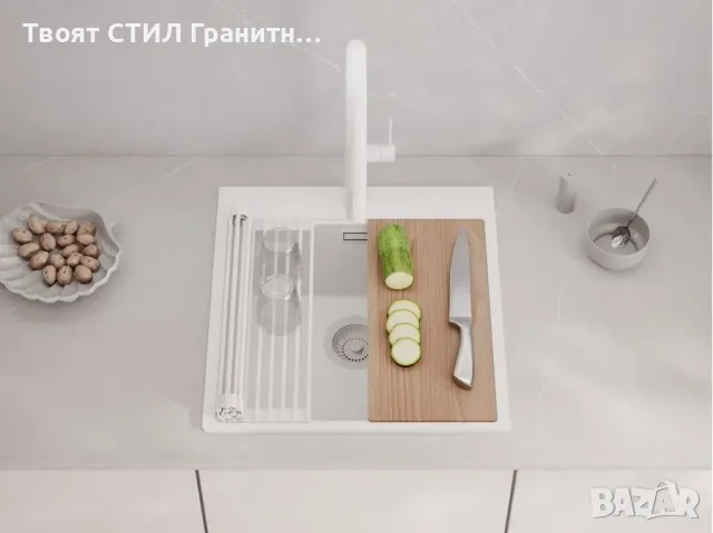 ТОП цена ОФЕРТА к-т кухненска гранитна мивка Осло 50 XXL Top 480 x 500 мм + АКСЕСОАРИ +подаръци