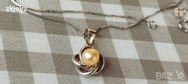 СРЕБЪРНО КОЛИЕ с ПЕРЛА 2.94 гр./ПРОБА 925