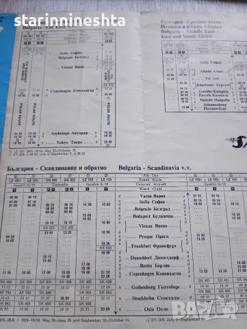 Разписание SAS ТАБСО 1966  SAS TABSO Timetable Bulgaria Map АВИАЦИЯ , снимка 2 - Антикварни и старинни предмети - 55753564