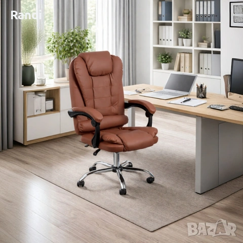 Ергономичен офис стол с лумбална опора от еко кожа – комфорт за дълги часове без болки, снимка 9 - Столове - 53223925