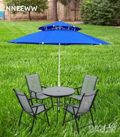 Плажен / Градински чадър с двоен таван против повдигане от вятър