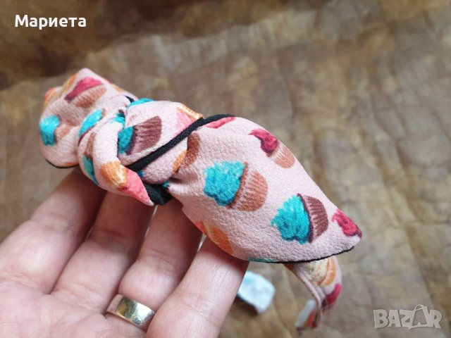 Диадема в розово с кексчета Сладка диадема Ръчна Изработка Диадема с мъфини Диадема с панделка 