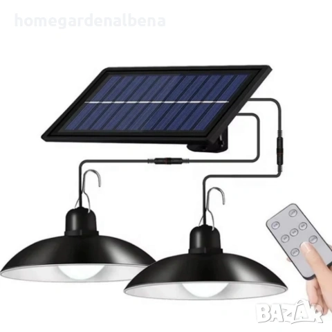 Двойни соларни LED висящи лампи с дистанционно | Таймер | Димер | За външна употреба, снимка 5 - Соларни лампи - 54260912