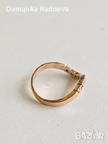 Златен пръстен с Диаманти , снимка 14 - Пръстени - 49847453