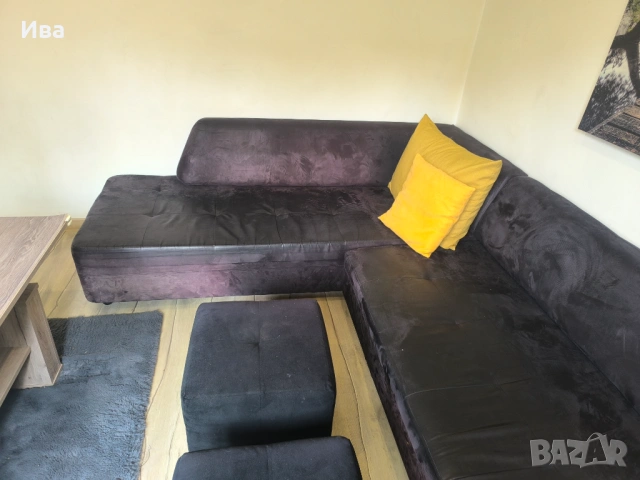 Ъглов диван с 2 бр.табуретки, снимка 2 - Дивани и мека мебел - 54024935