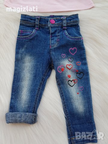 Дънки и блуза за новородено момиченце, снимка 2 - Панталони и долнища за бебе - 29558243