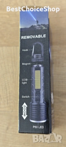 P50 COB LED акумулаторно мини фенерче, странична COB светлина, Type-C зареждане, снимка 5 - Къмпинг осветление - 53172296